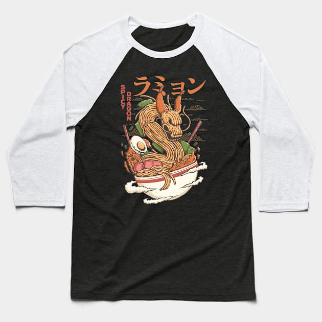 Spicy Ramen Noodle Dragon Baseball T-Shirt by LukmannHak